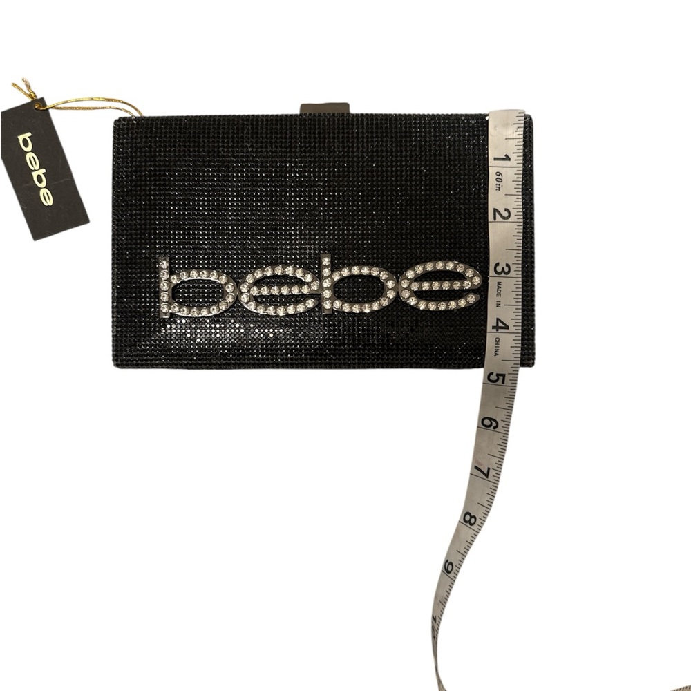 Bebe Sparkling Black Clutch with Silver Accents NWT - Picture 4 of 9